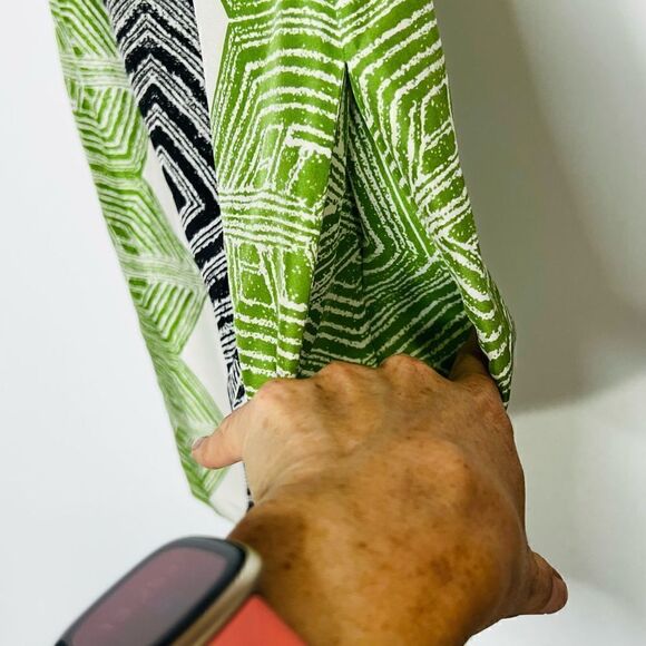 Banana Republic Silk Green Cream Black Aztec Print Tank Dress - Picture 5 of 9